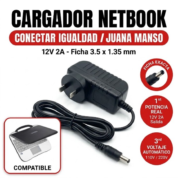 &ua CARGADOR NETBOOK GOBIERNO 12V / 2A PIN 3.5MM 3157D